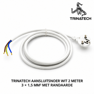 TRINATECH Aansluitsnoer Wit 2 Meter 3 × 1,5 mm² met Randaarde