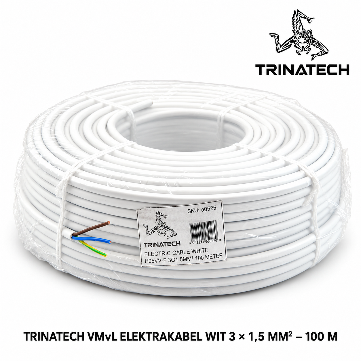 TRINATECH VMvL Elektrakabel Wit 3x1,5mm² per rol 100M