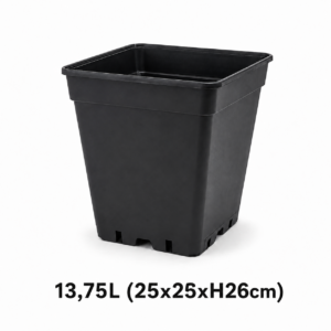 Vierkante pot 13,75L zwart (25x25xH26cm)