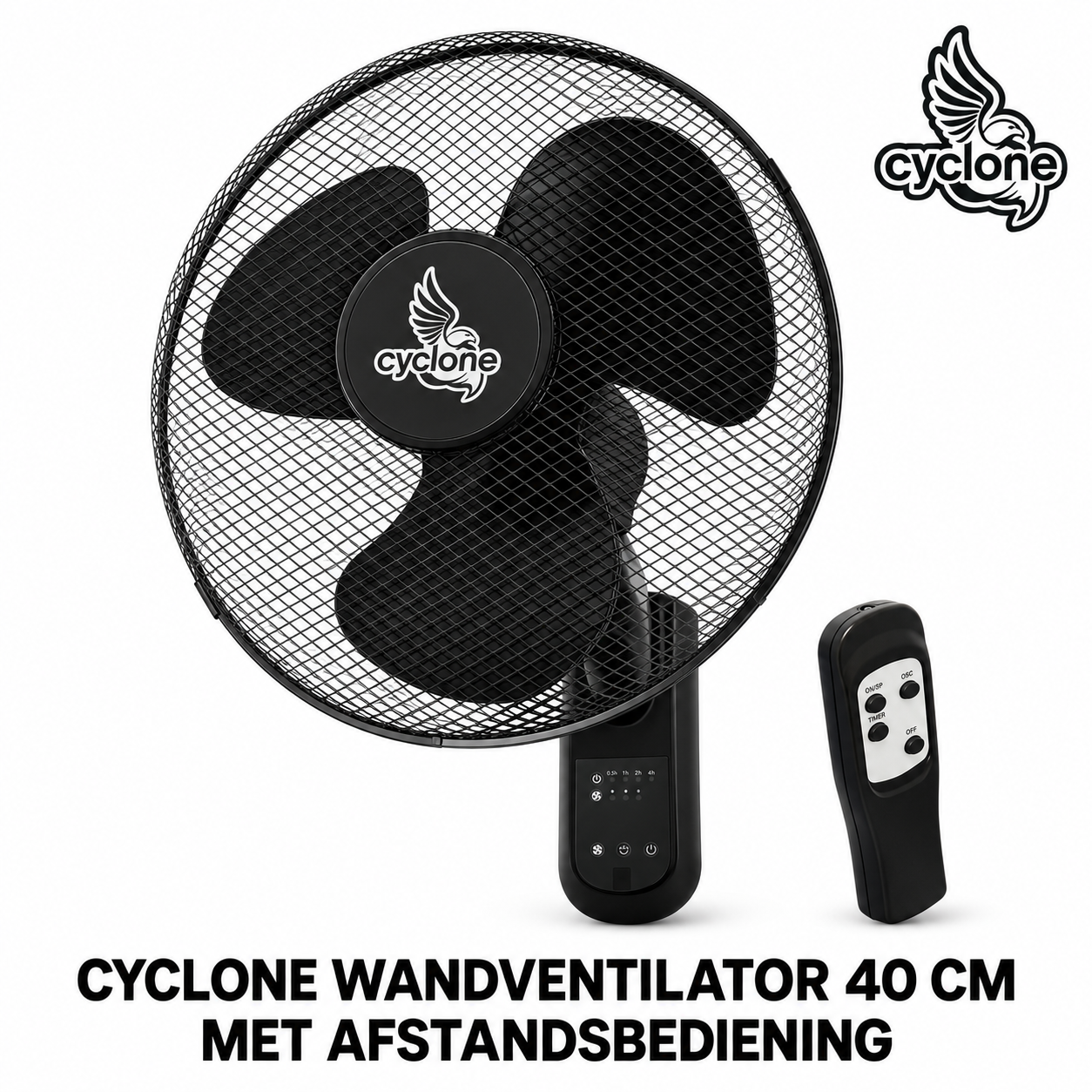 Cyclone Wandventilator 40cm 3 standen en afstandsbediening
