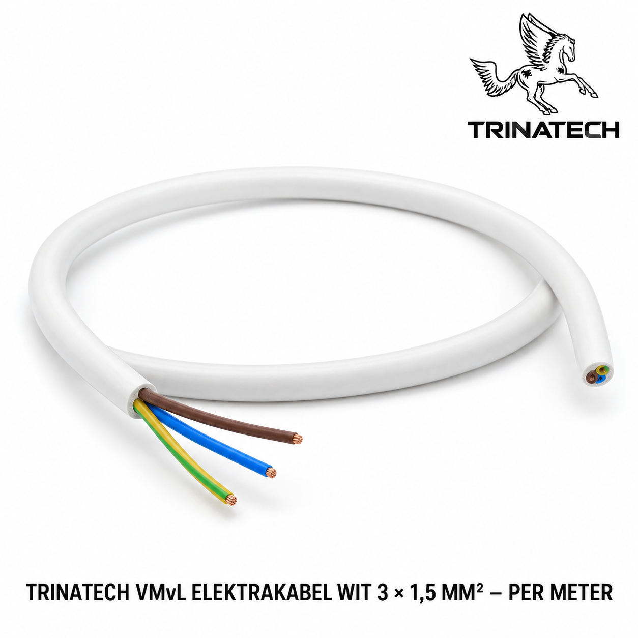 TRINATECH VMvL Elektrakabel Wit 3x1,5mm² per meter